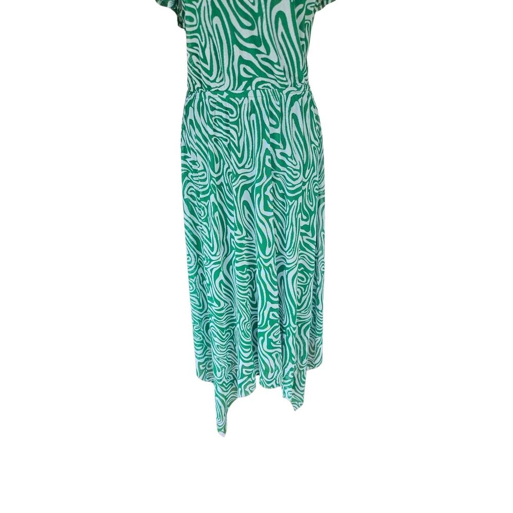 Harlow & Rose Emerald Green Handkerchief Hem Midi Dress Abstract Print Size S - Picture 5 of 11